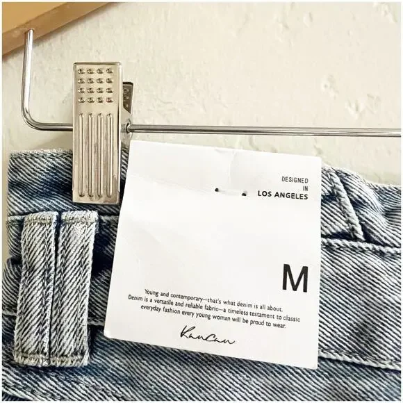 KanCan Denim High Rise Mini Skirt NWT Light Wash Cotton Size Medium Casual Chic - Picture 6 of 10